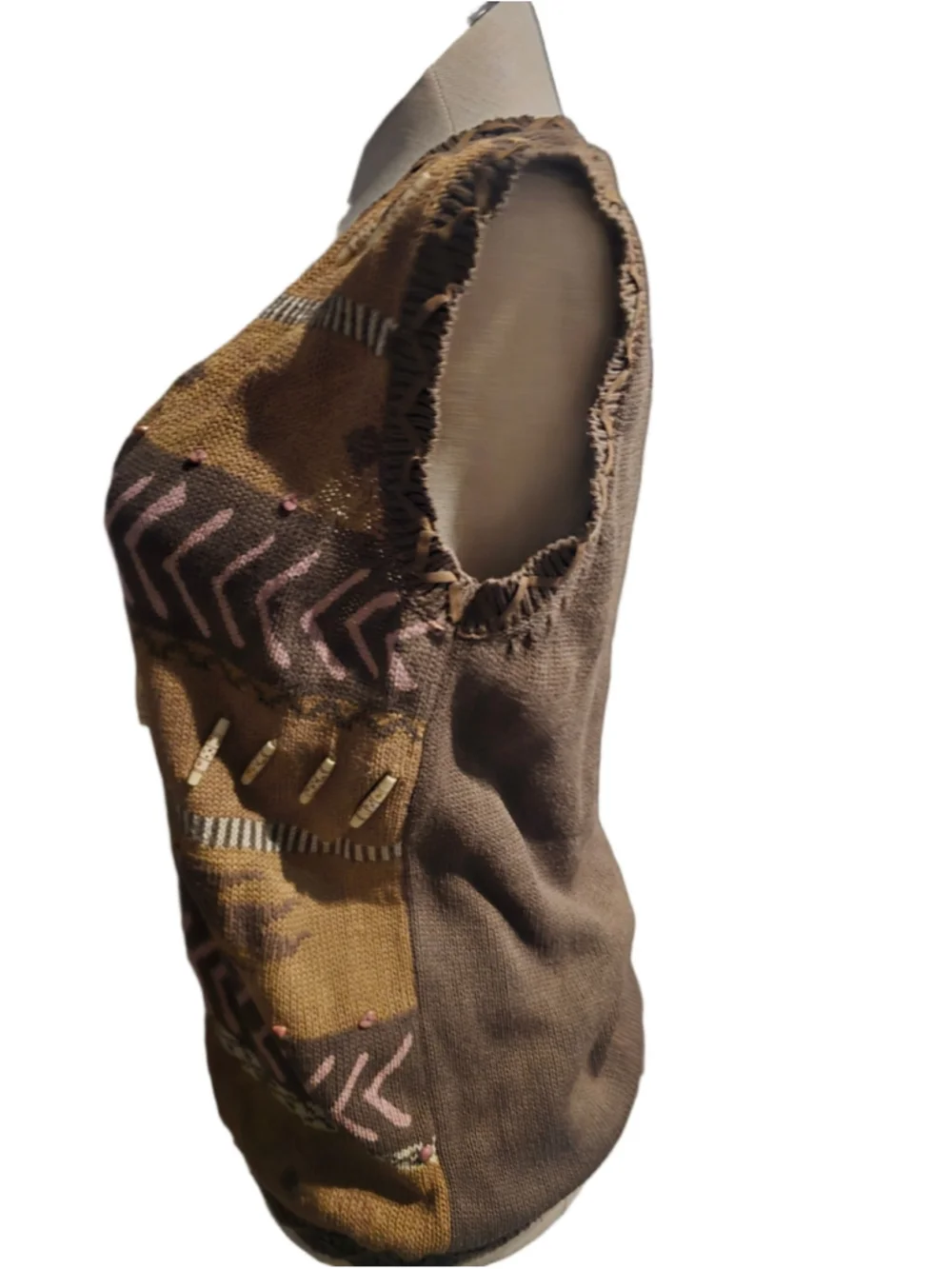 Women's Vintage Cambridge Dry Goods Knit Vest Size M Brown Pink